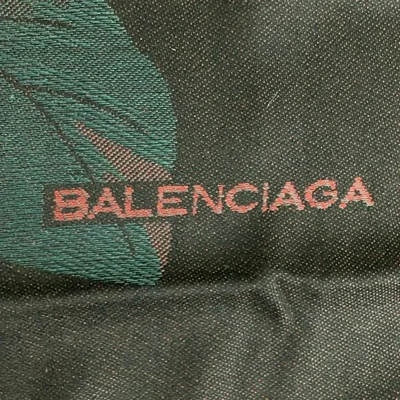 BALENCIAGA - Red Black Green Wool Silk Scarf
